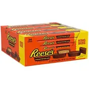REESE'S Milk Chocolate Peanut Butter King Size Cups Candy, Bulk, 2.8 oz Bars (24