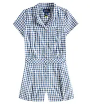 [Polo Ralph Lauren Kids] Polo Ralph Lauren Kids Gingham cotton playsuit Y 14 blue