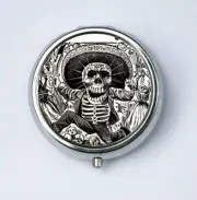 Calavera Day of Skeleton Pill Case holder box psychobilly gothic punk odd death