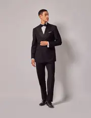 Hawes & Curtis Black Wool Double Breasted Slim Fit Dinner Suit Size: One Size