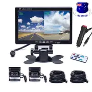 7" Quad Monitor Split Screen Reversing 2 Camera IR CCD 4PIN Kit Truck Caravan RV