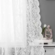 White Sheer Lace Curtains 54 inch Vintage Floral Short Curtain Panels for Kit...