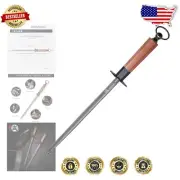 Professional Grade 10-Inch Japanese Knife Sharpener, Black Diamond Plated Rod