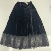 Sundance Black Velvet Evenings Lace Trim MIDI Skirt Women’s Size XS New
