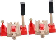 Toyvian 2Pcs Wooden Train Track Accessories Educational Railway Traffic Signal Model for Imaginative Play Enhancing Creativity and Cognitive Skills Suitable for Home