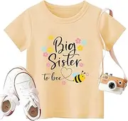 [BQG] Big Sister Shirt Baby Girl Cute Bees Tee Announcement Toddler Shirts Sibling Reveal Short Sleeve