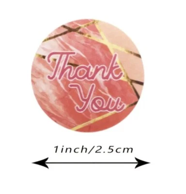 500 pcs Sticker Roll 6 Different Thank you Styles Semi Gloss Self Adhesive NEW