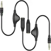 PChero 3.5mm Headphone Extension Cables, 2pcs 3.5mm Male to Female Stereo Audio Extension Cord with Volume Adjustment Control for Smartphone Tablets MP3 Players - 10inch