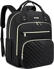[Cafele] Convertible 17.3 Inch Laptop Backpack for Women, Water Resistant Travel Work Black Backpacks Purse Business Teacher Nurse Computer Bag with USB Port,Quilted Black,2325H-01