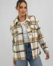 [Ava And Ever] Ava And Ever Women's Kennedy Shacket in Cream/Tan/Black Size 6 6 Cream/Tan/Black