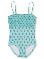 Girls Shirred Swimsuit 16 AQUA SPLASH (PAISLEY)