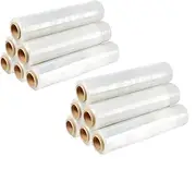 Clear Stretch Film 500mm x 400M Thickness 25um Pallet Carton Shrink Wrapping Plastic Hand Roll for Boxes Cartons (12 Rolls)