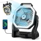 LED Camping Lantern with Fan, 20000mAh Battery Operated Camp Fan with 4