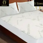Breathable Quilted Jacquard Bamboo Mattress Protector with Optional Pillow Protectors Twin Pack