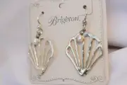 New Brighton Paradise Cove Silver Shell Fresh Water Pearl French Wire Earrings