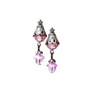 Earrings Pink Lucite Flower and crystal choose your fittings