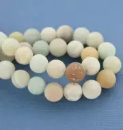 8mm Natural Amazonite Gemstone Beads - Frosted 1 Strand Approx 48 Beads - BD487