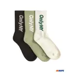 【MR.HOPE】新品ONLY NY CORE LOGO SOCKS 3-PACK 厚底 中筒襪 組合包