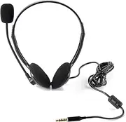 USB Headset with Mic - Wired Headphone, Noise Cancelling Wired Computer Headphones | High-Quality Sound with Built-in Mic, Comfortable Design for Conference Calls, Clear Audio, Adjustable Headset