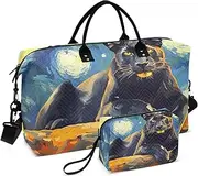 [ZRYSMY] Cool Leopard Starry Night Duffel Bag for Traveling, Travel Bag Gym Bag, with Multiple Interior Pockets Shoulder Weekender Bag for Women Men with Toiletry Bag 20.5L x 1.9W x 13.8H