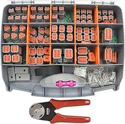 416 PCS Deutsch DT Connector Kit,2 3 4 6 8 12 Pin Automotive Connectors,With Crimping Pliers (14-20AWG) And Connector Removal Tool,IP67 Rated Gray Waterproof Housing Set,Deutsch 16# Solid Contacts