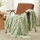 Amélie Home Chunky Knit Chenille Throw Blanket, Breathable 50 x 60" Sage Green