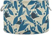 Yoogain Retro Blue Leaves Fruit storage basket foldable and waterproof toy storage bin with sturdy handle stuff large crate for home nursery store