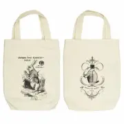 White Rabbit Alice Wonderland Organic Cotton Liquor and Wine Bottle Tote Bag