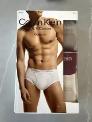 Calvin Klein Men's XXL 3 Pack Cotton Underwear Briefs Beige Red NB3999 NWT