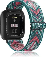 Adjustable Elastic T Tersely Bands for Fitbit Versa 3 Bands/Fitbit Sense Band for Men Women,Soft Stretchy Loop Sport Strap Nylon Replacement Wristbands