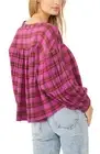 Free People Women's Jessi Plaid Top (L, Pink Combo)