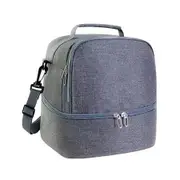 Lunch Box for Women Men, Large Double Deck Lunch Tote Bag Meal Prep Containers Reusable Leakproof Lunch Cooler Bag for Work Office Picnic (Grey)