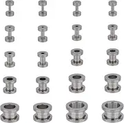 [DICOSMETIC] 20Pcs 10 Sizes Ear Tunnels Stretching Kit Earrings Earlobe Plugs Stainless Steel Ear Plugs Gauges Ear Stretching Lobe Plugs Stretching Body Piercing Jewelry Set, Metal, no gemstone