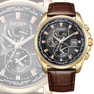 【CITIZEN 星辰】GENTS 光動能 電波對時萬年曆腕錶-棕色皮錶帶44mm(AT9123-13E)