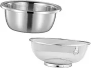 Stainless Steel Mesh Colander Set Rice Drainer Strainer Large Strainers Fine Mesh Drain Basin for Kitchen Use