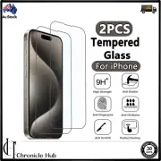 2XTempered Glass Screen Protector For iPhone 16 15 Plus 14 13 12 11 Pro XS Max