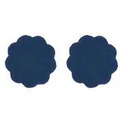 8pc Annabel Trends Scallop Edge Stonewashed Coaster Drink Mat Set 10cm Navy