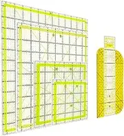 6-Piece Acrylic Quilting Ruler Set for Fabric Cutting and Craft Templates, Double-Sided