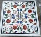 36" Square White Marble Coffee Table Pietra Dura Work Precious Stone Room Decors