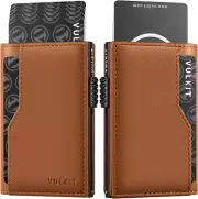 VULKIT Wallet for Men - Genuine Leather Pop up Wallet RFID Blocking Credit Card