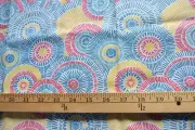 MULTI CIRCLE PRINT ON WHITE COTTON BLEND FABRIC 18X43 INCHES