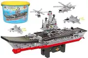 Aircraft Carrier Toy Building Blocks Set with Storage Box, 1131pcs, Army Batt...