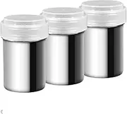 3 Stainless Steel Powder Shakers, AngKng Mesh Shaker Powder Cans for Coffee Cocoa Cinnamon Powder with Lid for Kitchen, Drinks & Baking