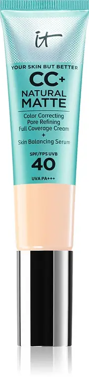 IT Cosmetics Your Skin But Better CC+ Cream Natural Matte Mattifying Foundation SPF 40 for Women Fair Beige 32 ml