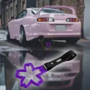 Purple Sakura Flower JDM Ring Tsurikawa Train Bus Car Handle Strap -Black PVC