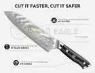 3 PCS Damascus knife set featuring a full-tang G10 handle, a Japanese VG10