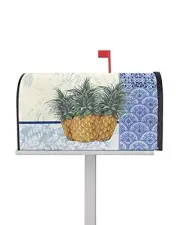 Vintage Floral Pattern Check Summer Fruit Pineapple Mailbox Covers Magnetic