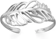 [JewelryWeb] 925 Sterling Silver Feather toe ring Polished Cutout Adjustable 16.2mm X 8.4mm-toe ring for Women