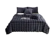 Super Soft Faux Fur Throw Blanket Solid Double-Sided Fuzzy Shaggy Blanket For Sofa-Dark Gray