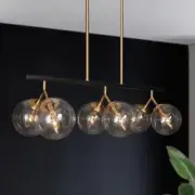 Uolfin Farmhouse Black Chandelier, 28.5 in. 6-Light Plated Gold Globe Chandelier